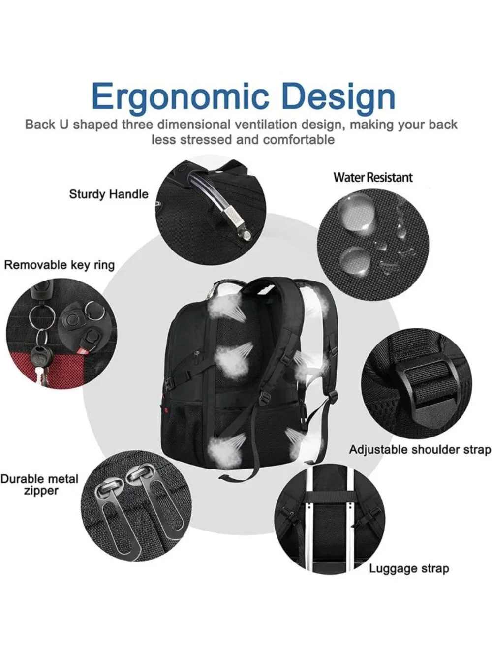 Extra Large 52L Travel Backpack for Men & Women, Fits 17.3
